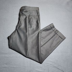 Santorelli Dress Pants Men 38 (37x28.5) Dark Gray 100% Wool Pleated Cuffed